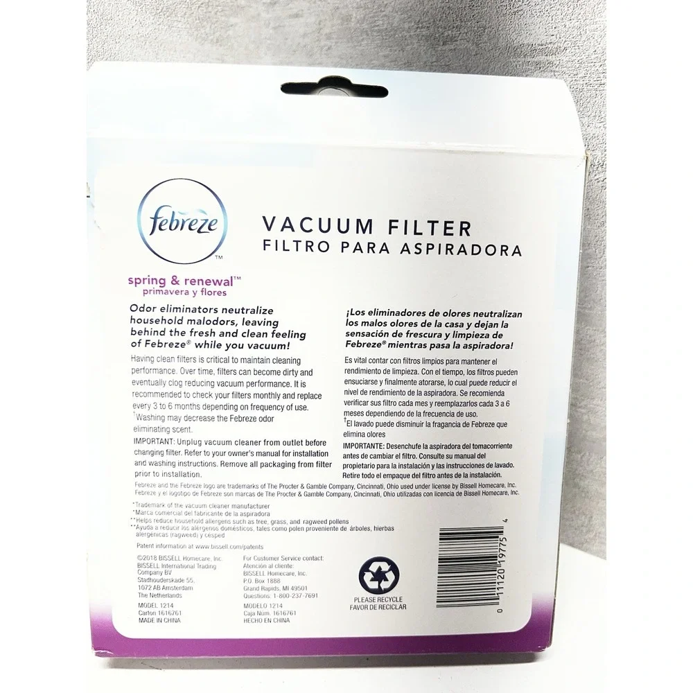 Febreze BISSELL Style 1214 Washable Upright Vacuum Filter, Spring & Renewal